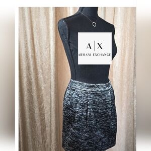 Armani Exchange Black & Silver Pleated Mini Skirt